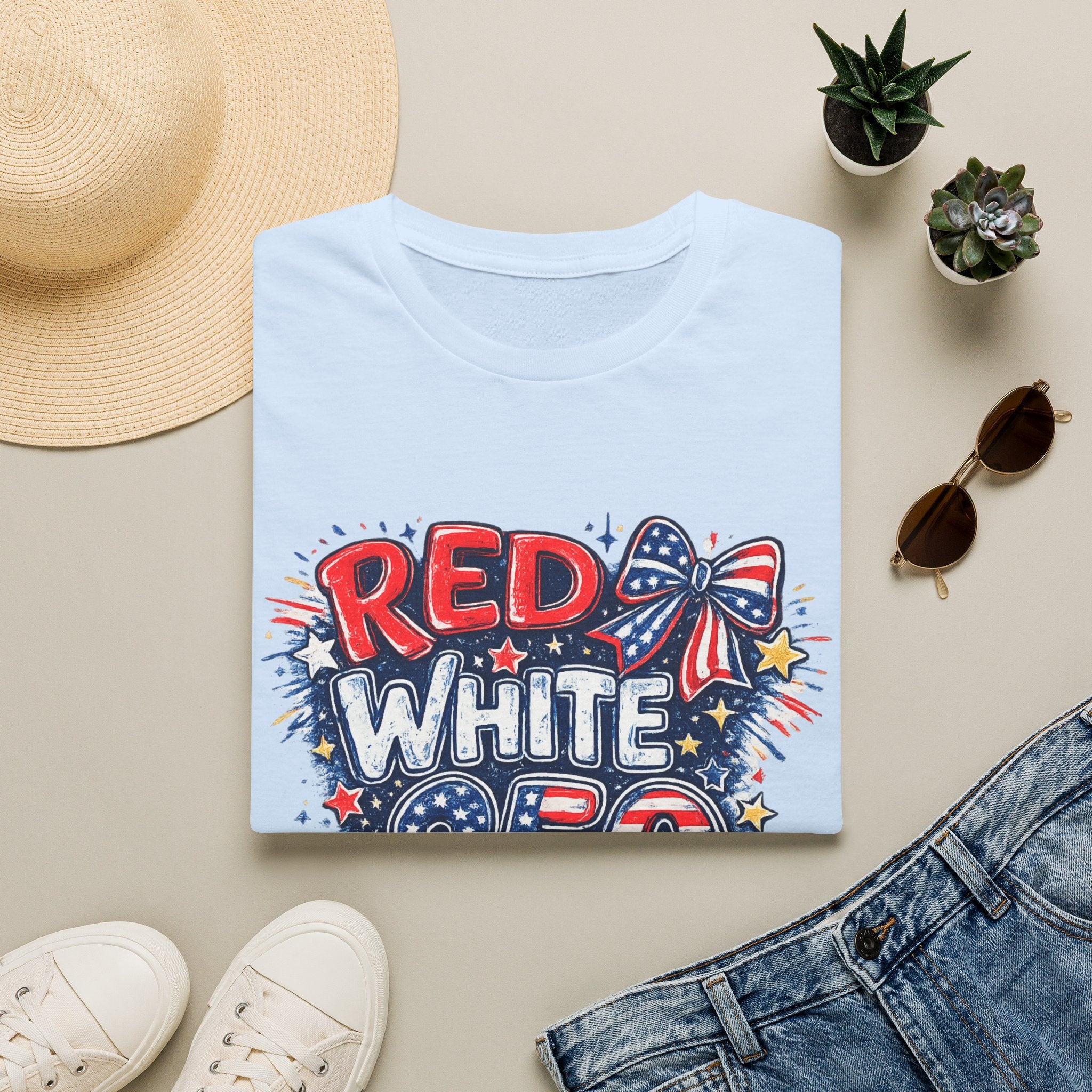 Red White & 250 Patriotic T-Shirt — Fourth of July USA Celebration Tee