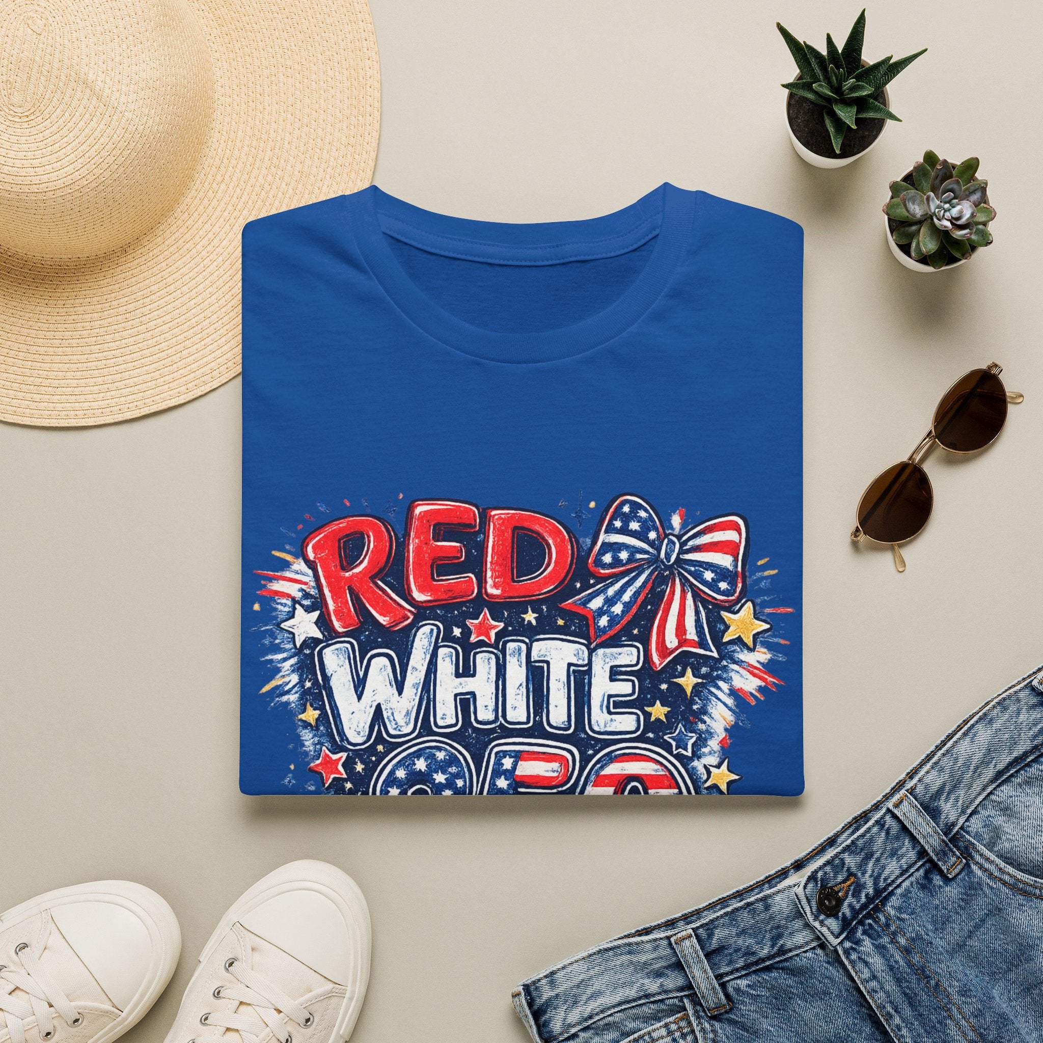 Red White & 250 Patriotic T-Shirt — Fourth of July USA Celebration Tee