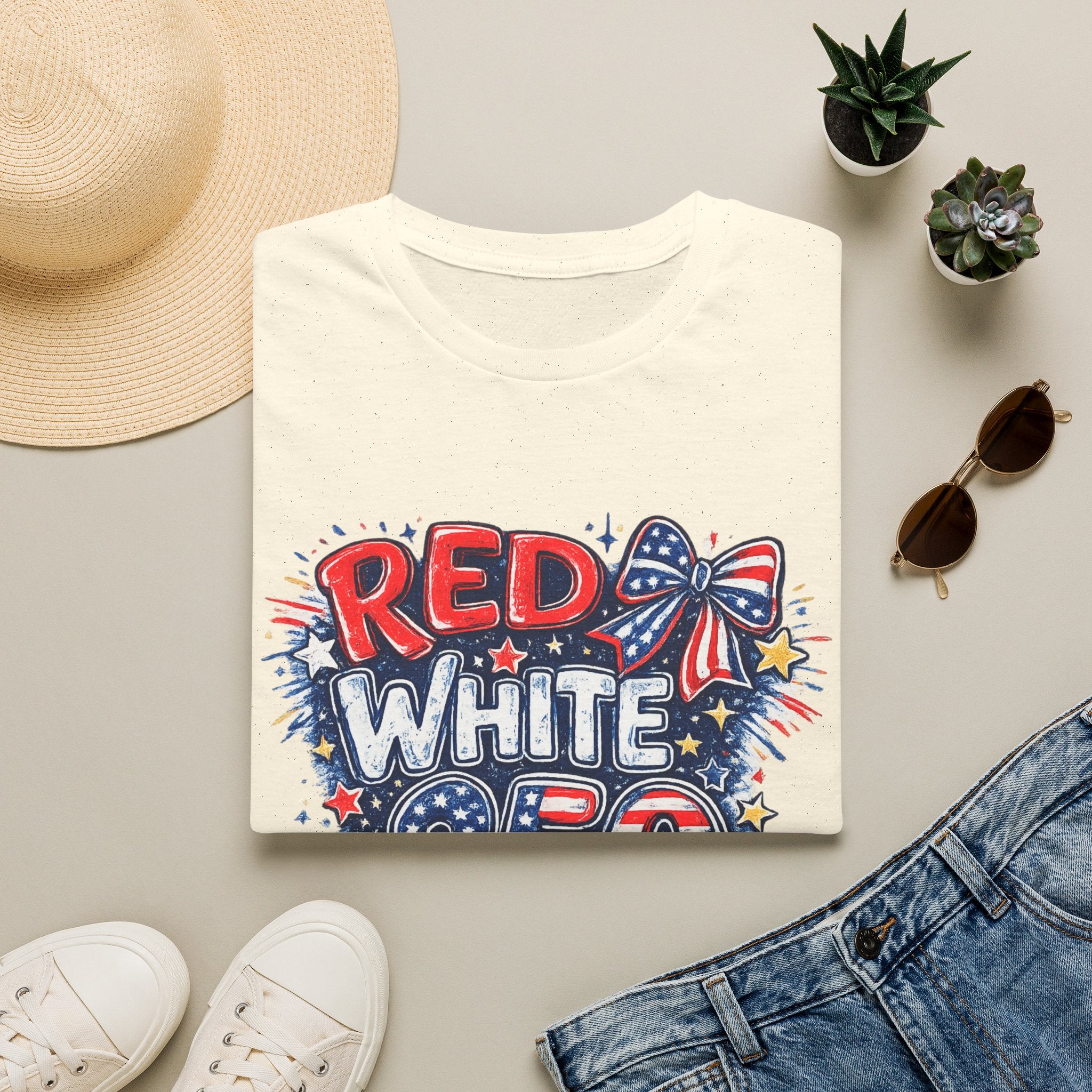 Red White & 250 Patriotic T-Shirt — Fourth of July USA Celebration Tee