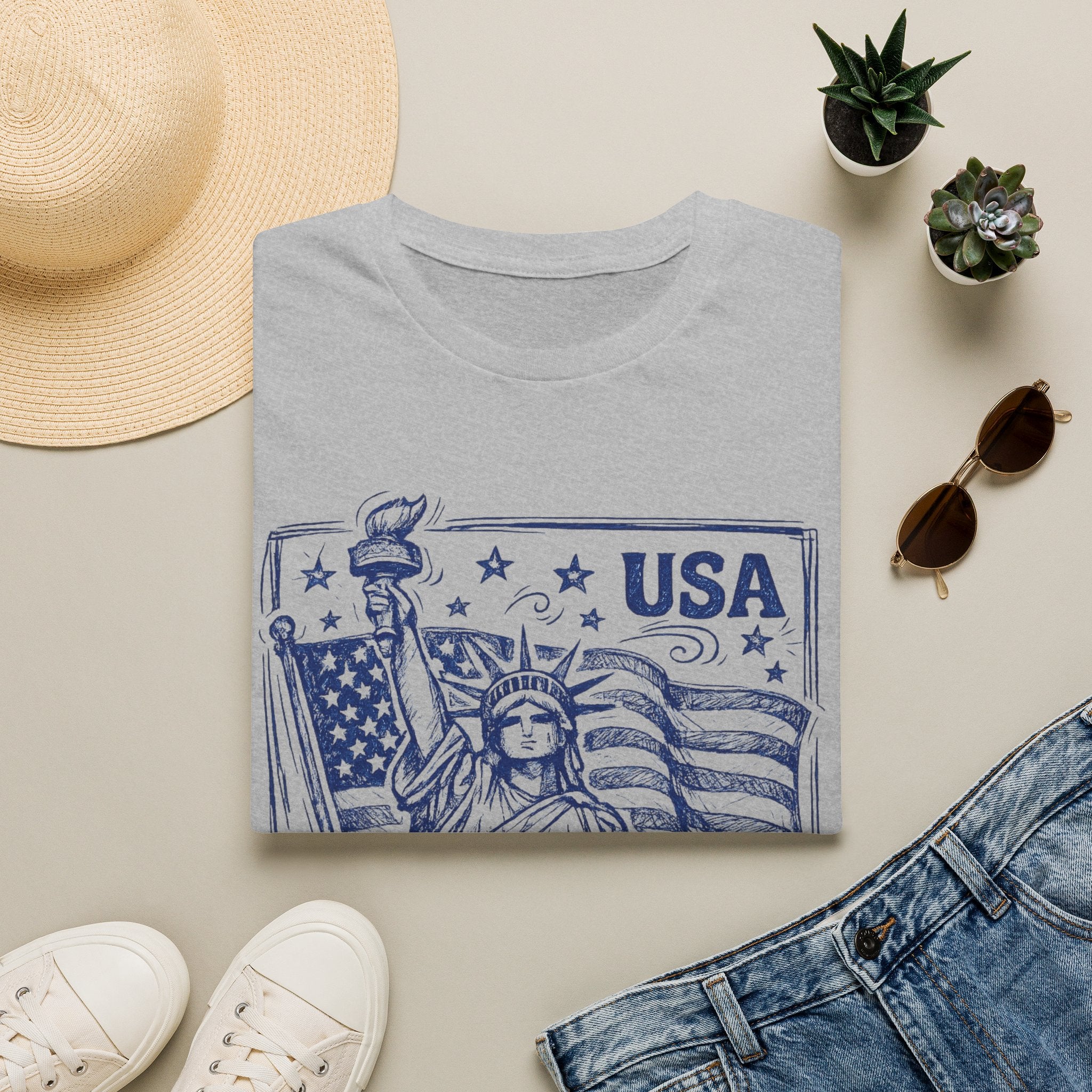 USA Statue of Liberty T-Shirt — Vintage Flag Patriotic Tee